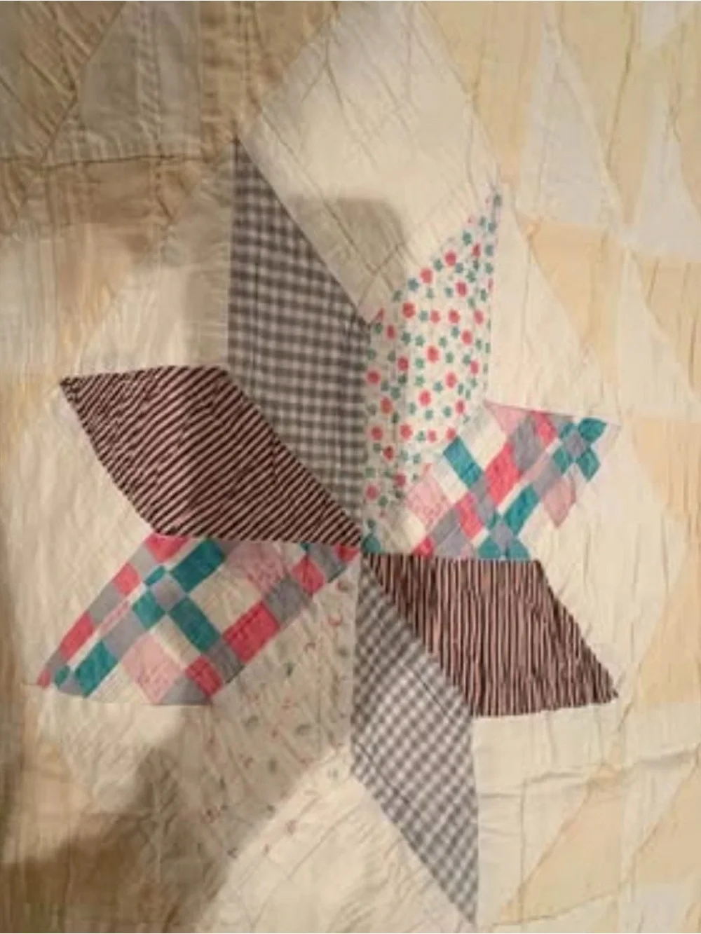 Star Patchwork Quilt - Yellow and Pastel Multi